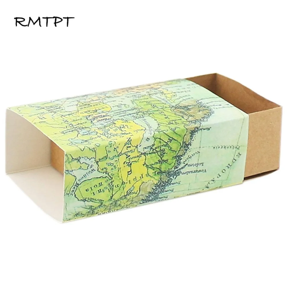 RMTPT 50pcs/Lot World Map Drawers Design Candy Gift Boxes Baby shower Birthday party Craft Paper Case for Wedding Favors