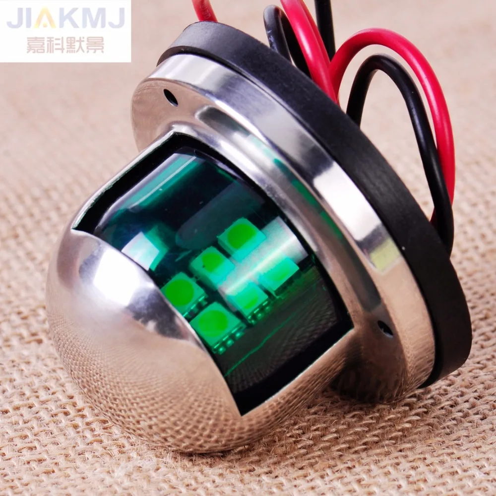 High quality One 1 Pair Stainless Steel 12V LED Bow Navigation Light Red Green Sailing Signal Light for Marine