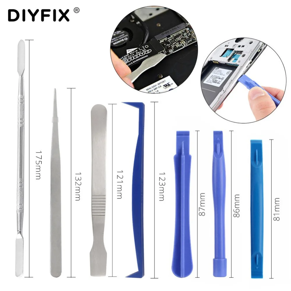 DIYFIX 22 في 1 أدوات فتح معدنية قضيب رفع مفك الهاتف الذكي تفكيك مجموعة أدوات إصلاح آيفون سامسونج طقم أدوات يدوية