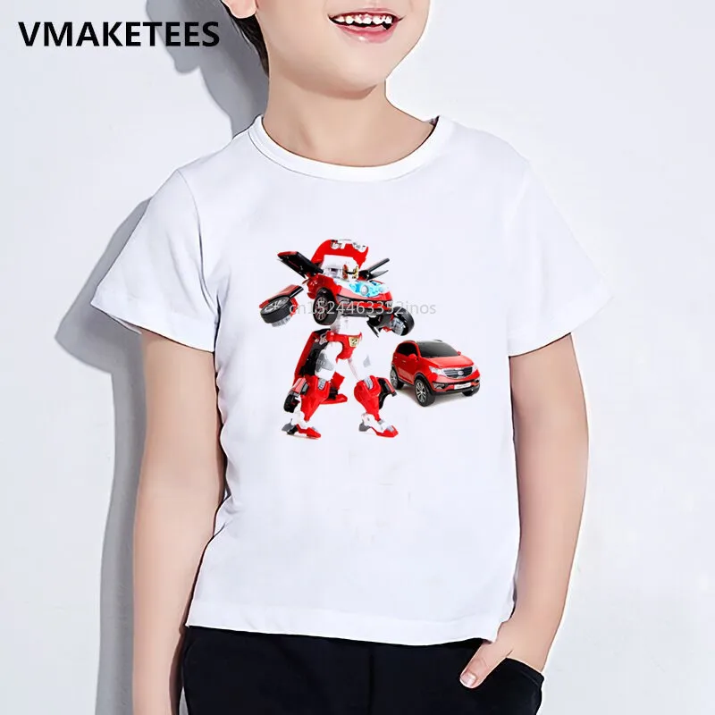 Kids Summer Short Sleeve Girls & Boys T shirt Children Cartoon Tobot Print T-shirt Toy Car Funny Casual Baby Clothes,HKP2179