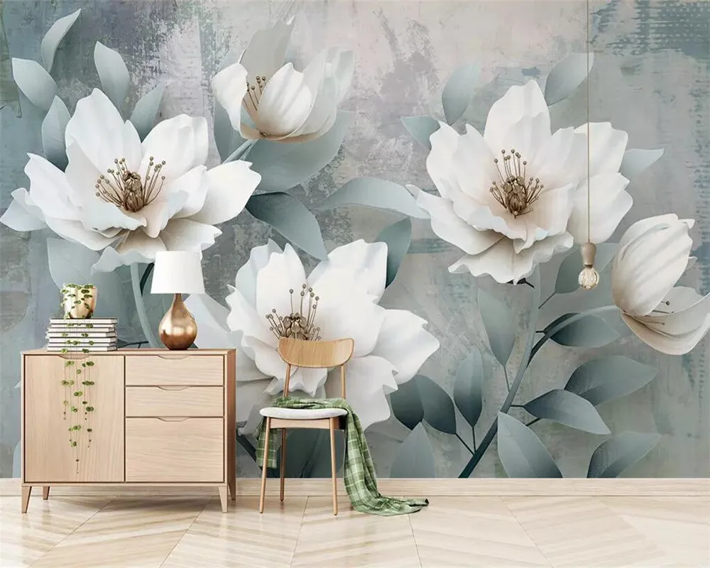 

Wallpaper mural retro simple 3d embossed flowers TV background wall home decoration living room bedroom 3d wallpaper