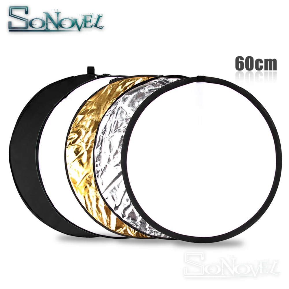 Réflecteur de photographie rond pliable Portable, 60CM 24 "5 en 1, sac de transport pour disque de Studio, accessoires de photographie