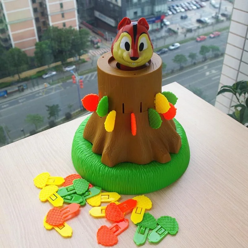 Creative Funny Squirrel bouncing bucket decompression toy party board game Desktop Family Party Game Toy Birthday gift