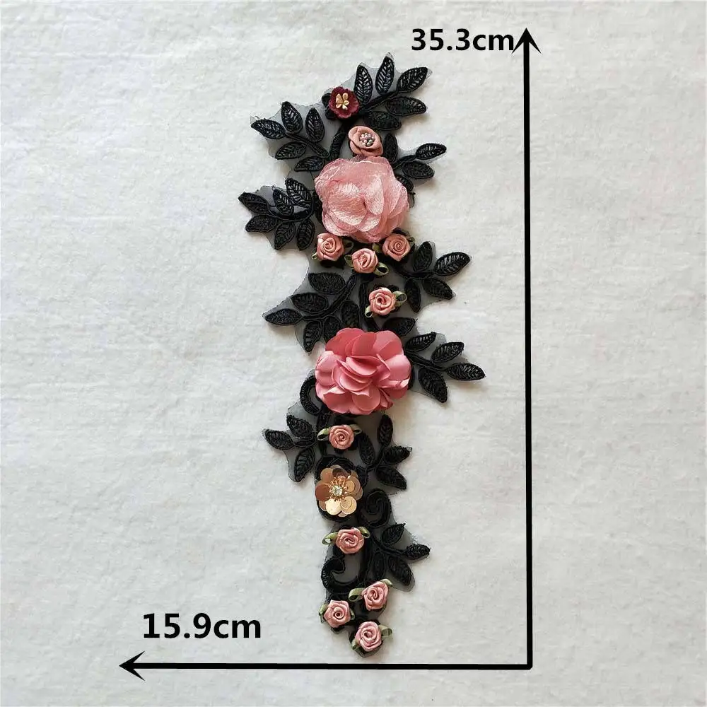 New 3D Flower Black lace collar high quality sewing Fabric Accessories Decorate Supplies craft Venise Applique Costume YL1143