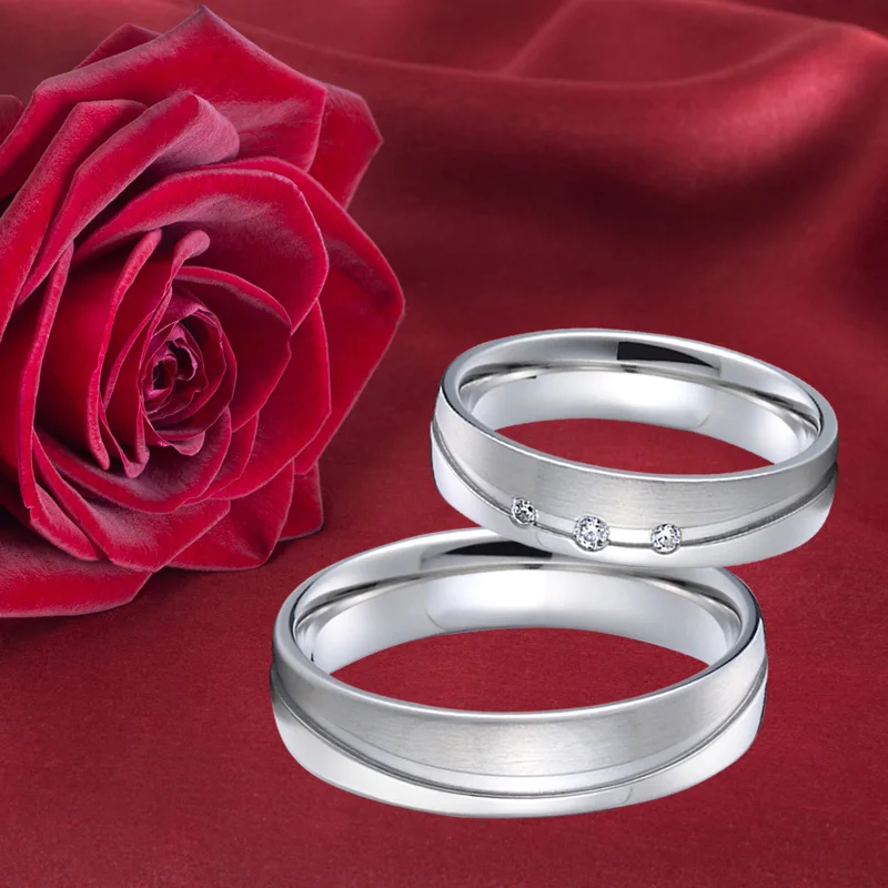Alliance Wedding Rings For Men And Women White Color Stainless Steel Jewelry For Couple No Rust Or Fade