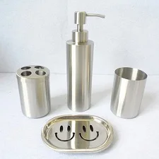 

4PCS/LOT bathroom set bathroom stainless steel liquid soap dispenser soap holder toothbrush holder home cup decoration KE 1495