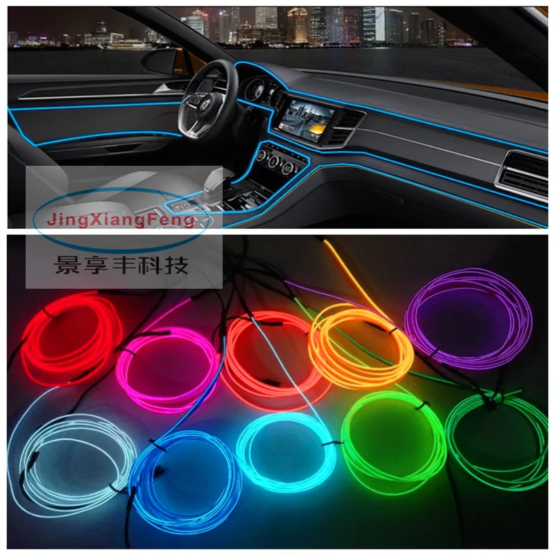 JXF Car Lights Signal Decorative Lamp Accessories Universal 3 Metres EL Wire Tube Powered Flexible Neon Party Wedding Decor With