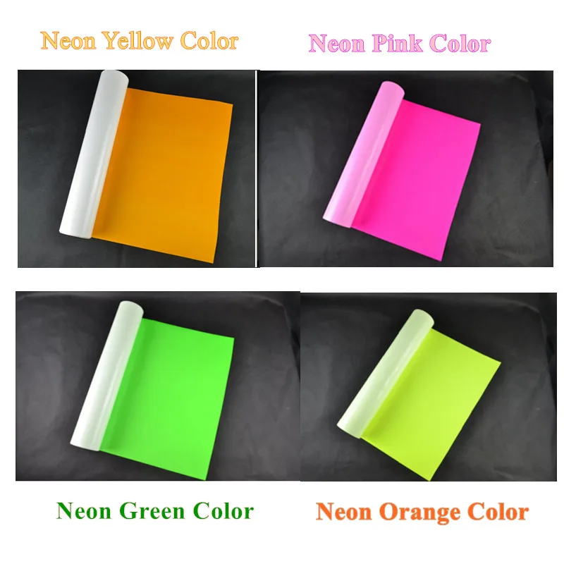 PU Flex Vinyl Paper Neon Pink/orange/yellow/green 2pcs/color PU Heat Transfer Vinyl Cuttable PU Film for T-shirts