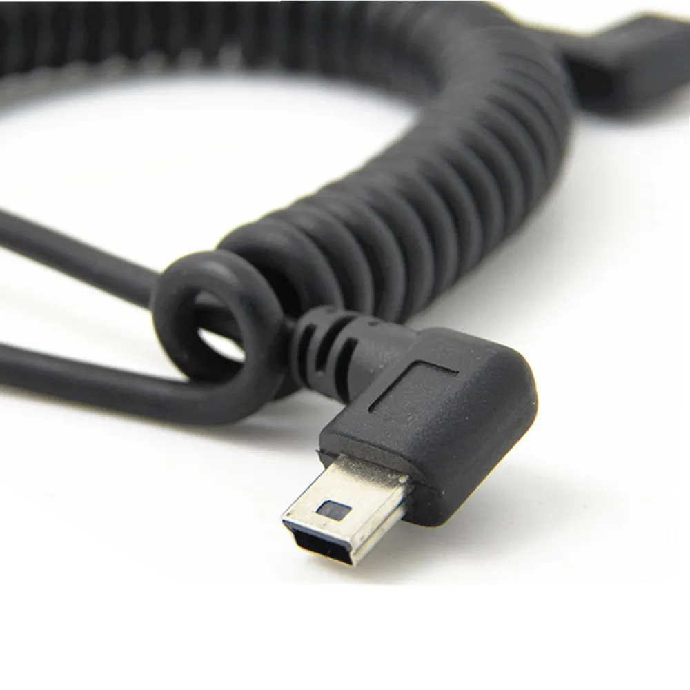 Nova 5Ft spirali USB Enrolada MINI 5Pin 5 P angulo direito czy Sexo Masculino para USB 2.0 macho Cabo wtyczka