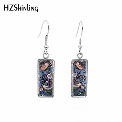 2019 New William Morris Patterns Rectangular Earrings The Strawberry Thief Tapestry Fish Hook Earring Glass Picture Jewelry