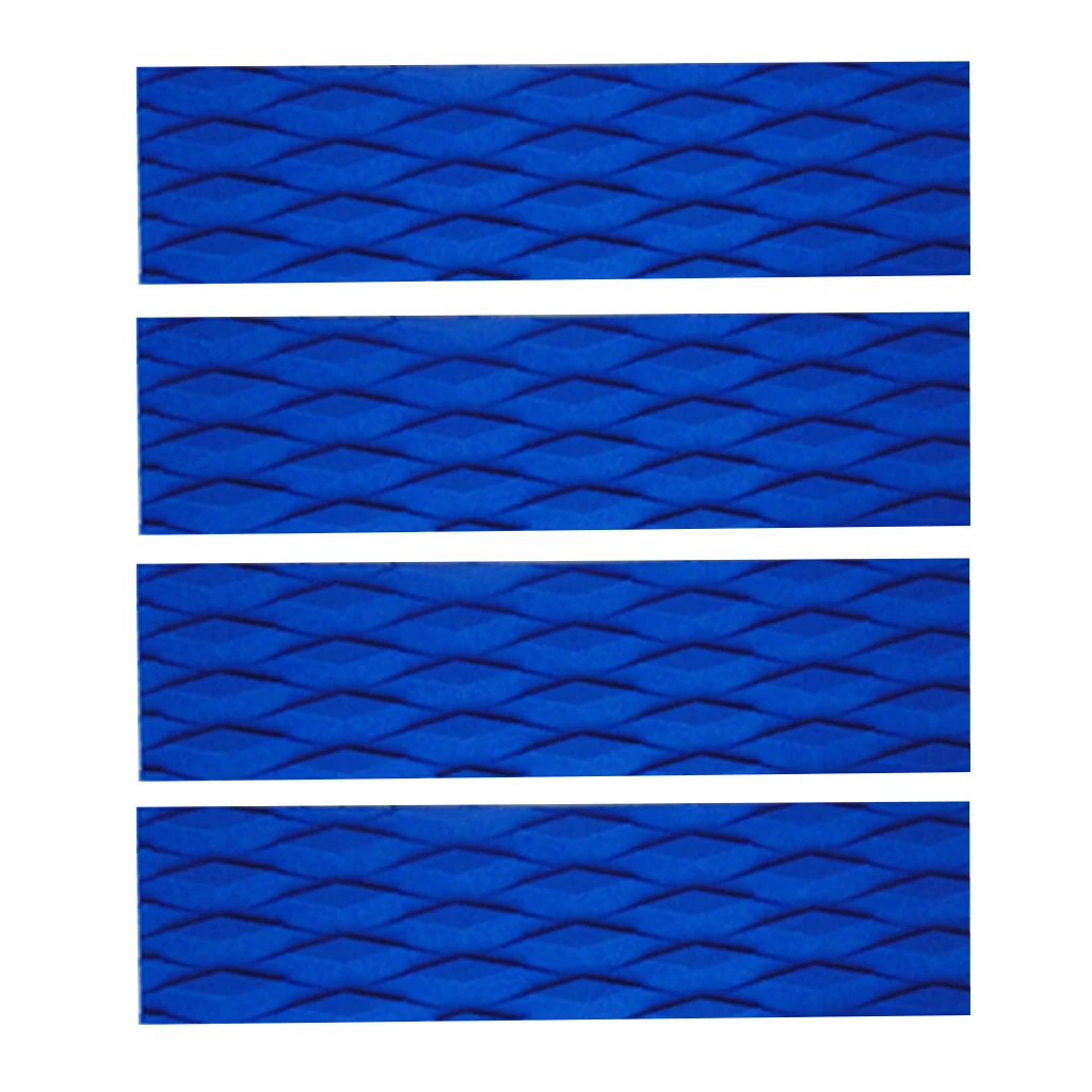 4 Pieces Ultralight EVA Diamond Groove Surfboard Skimboard Traction Pad Tail Pads  Bar Grips - Black / Orange / Blue