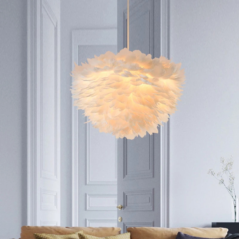 

Flower drop wind droplight foyer bedroom dinning living room Modern feather chandelier white fashion chandelier hanging light