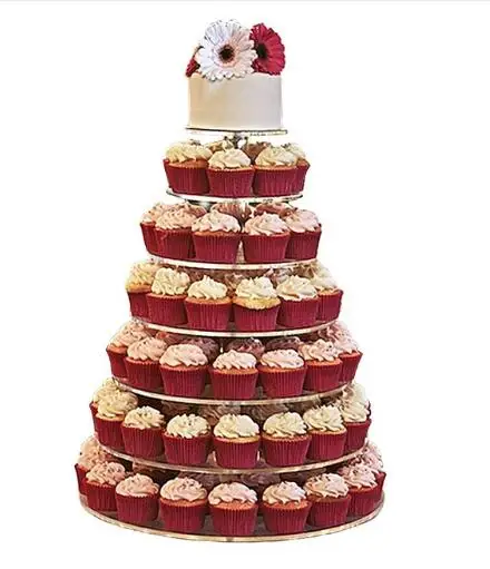 

Free shipping New 2019 Brand New 7 Tier Clear Acrylic Round Cupcake Stand Birthday Wedding Party Display wedding cake topper