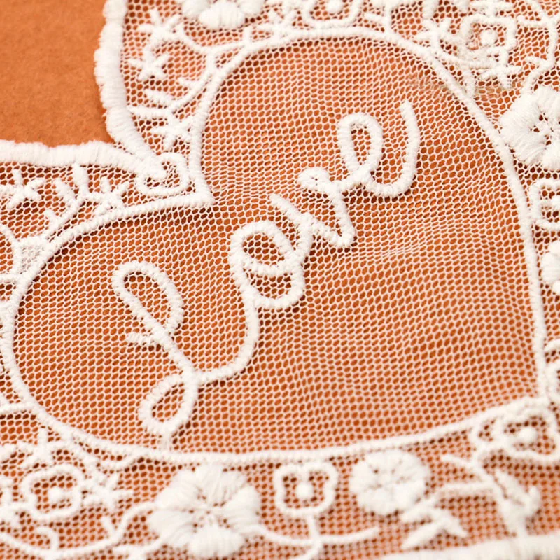 Lace Fabric Embroidered Applique Trim for Dress Patchwork, White Craft Lace, Venise Love Heart, Wedding Decor, 2023