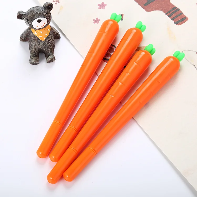 1 pcs Creative Cartoon Simulation Carrot Neutral Pen lovely Learn Stationery Waterborne Needle Tube Black Office signature Pen