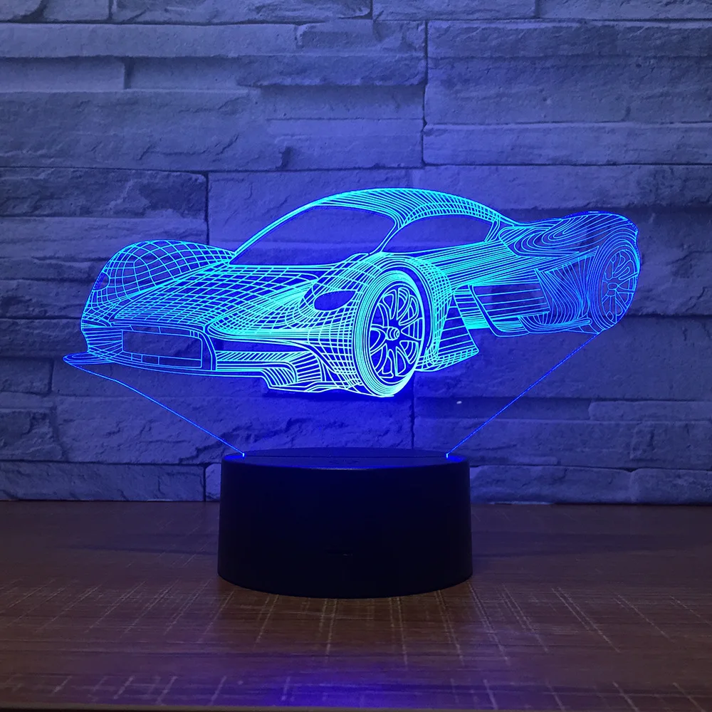 Fashionable Sports Car Led Lights Colorful Remote Control Touch Night Lights Creative Boy Bedroom Decorative 3d Light Fixtures