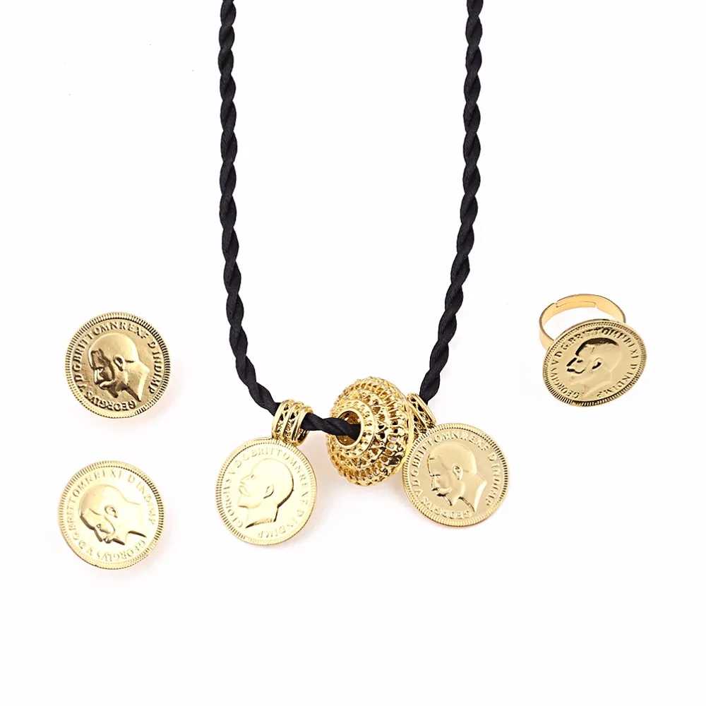 Ethiopian Cross Jewelry Set Women Men Gold Color Jewelry Africa Coin Cross Eritrea Habesha Jewelry