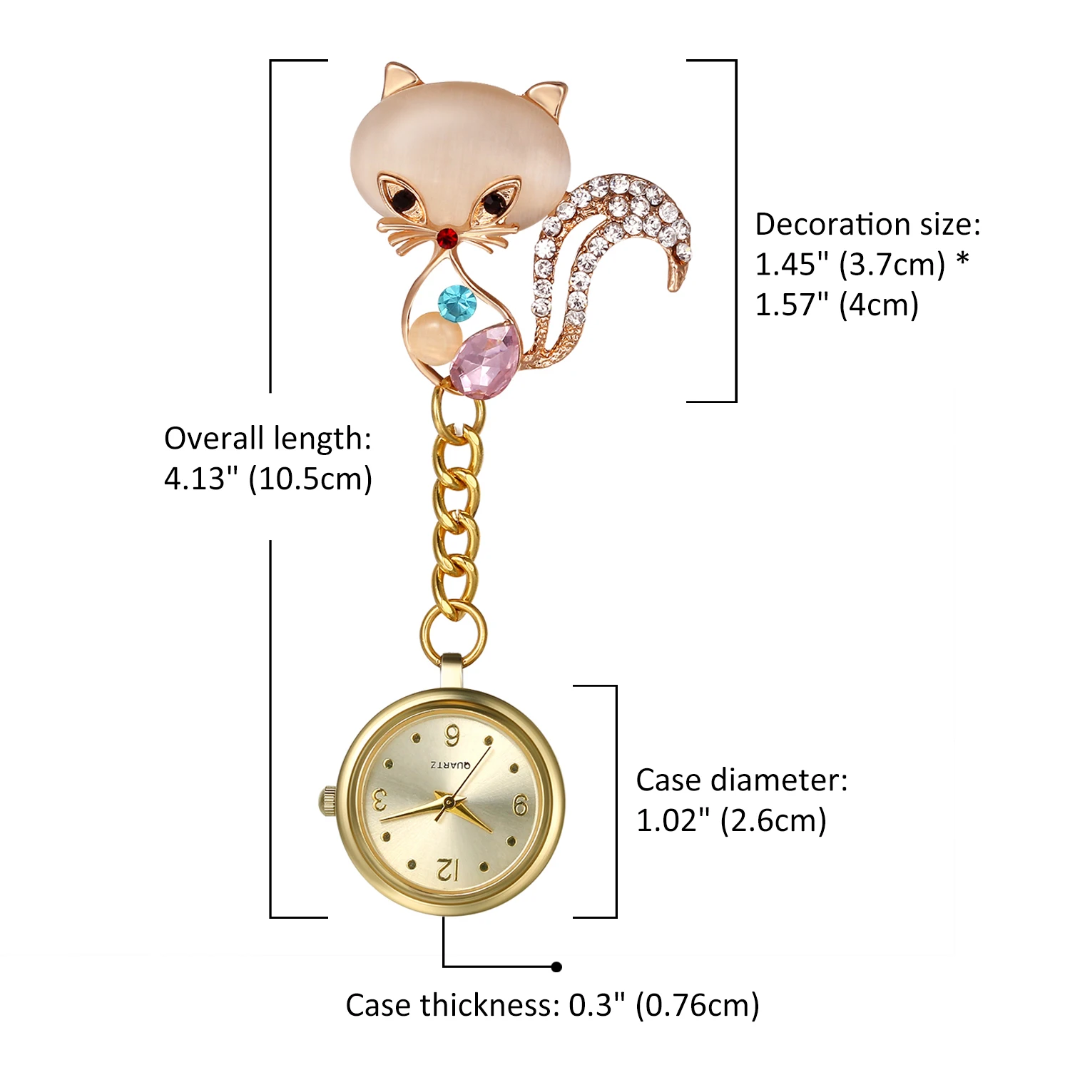 LANCARDO Nurse Watch For Women Clip-On Pocket Watch Cute Cat Design Quartz Watches Fashion Petal Brooch Pendant Hanging Clock