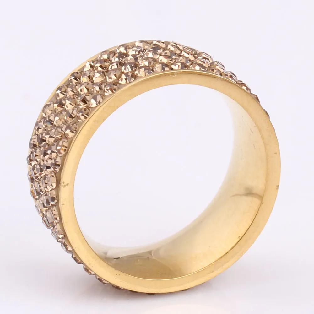 New Fashion Jewelry New Titanium steel Jewelry women gold-color Crystal Rings for women