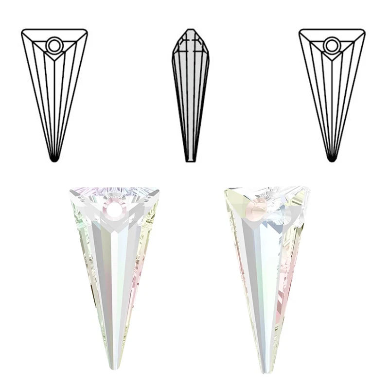 38mm 8pcs/pack crystal Spike Pendant Austria glass Long triangle shape beads rhinestone for Jewelry making Necklace Earrings DIY