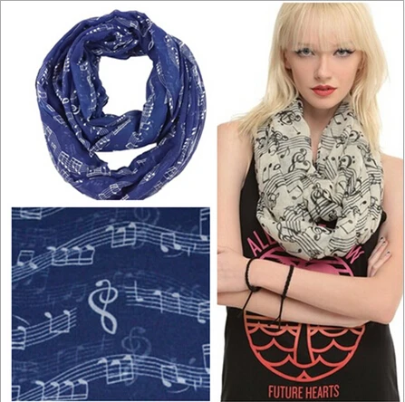 

Free Shipping 2016 New Fashion Women Burgundy Music Note Sheet Music Piano Notes Script Print Scarves Infinity Scarf