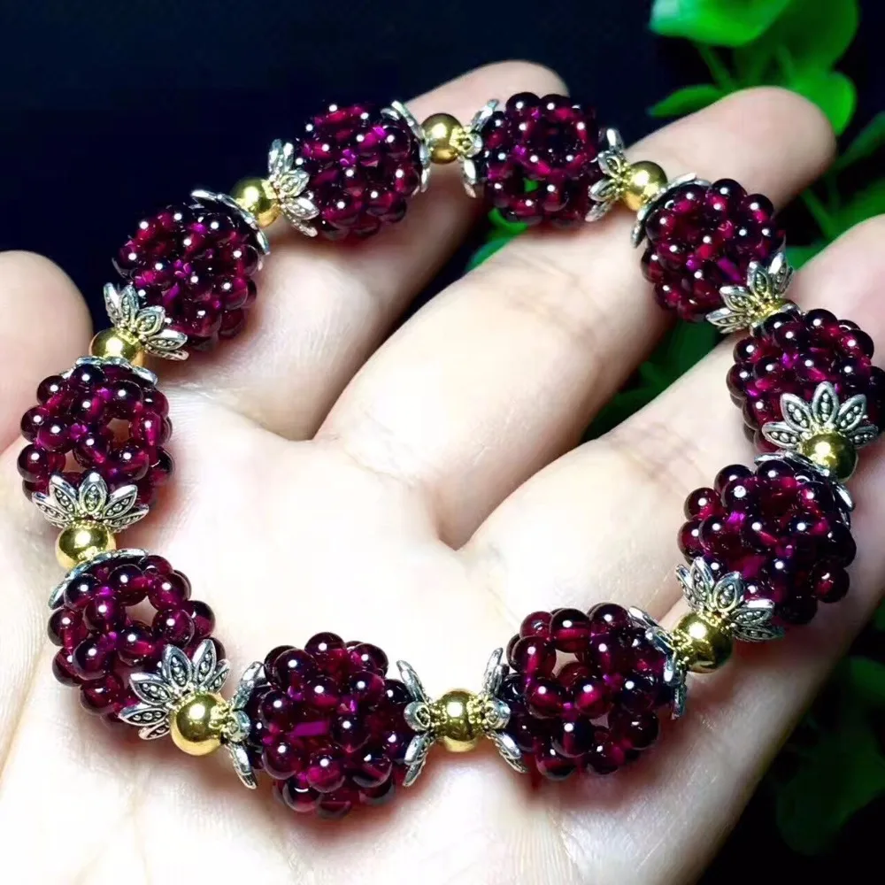 Natural Garnet Bracelet Women Hand-woven 3mm Lucky Ball Bracelets Jewelry Gift for Women Bracelet Pulseras Mujer