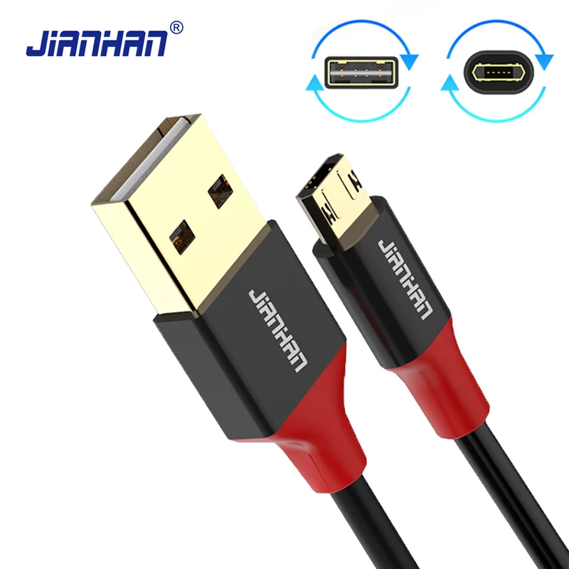 JianHan odwracalny kabel Micro USB 5V2A szybka ładowarka Microusb do Samsung Xiaomi Huawei LG Andriod telefony komórkowe przewód ładujący