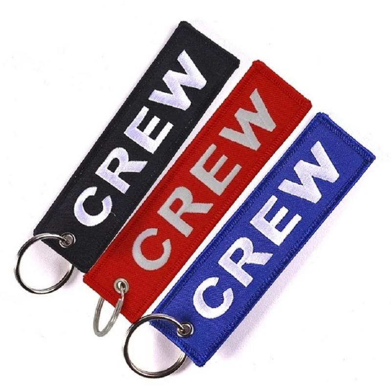 5PC/LOT POMPOM Crew Key Chains For Aviation Gifts Embroidery OEM Crew Keychain Key ring Size 12.5x2.5cm Polyester key protector