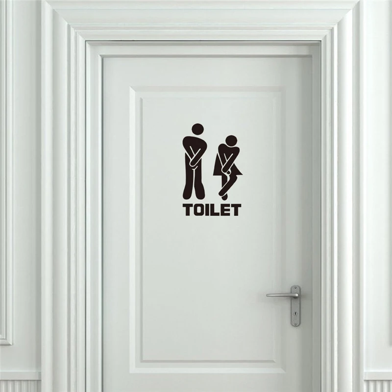 Funny Toilet Sign Wall Stickers Bathroom Decoration Diy Creative Adesivos De Paredes Home Decal Wall Mural Art Posters Removable