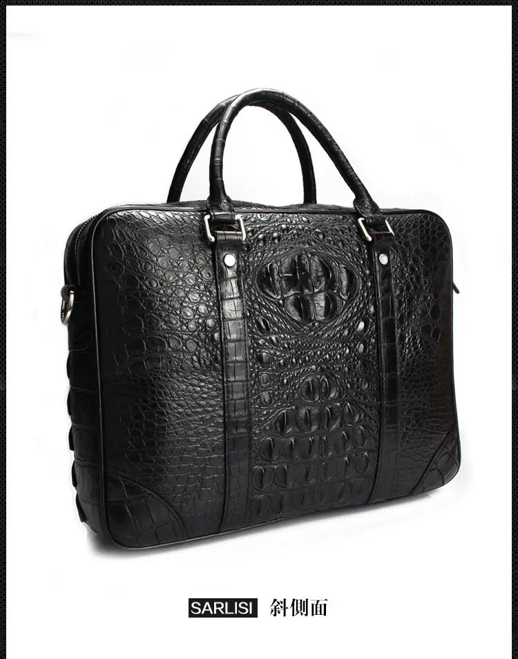 2016 Fashion Men's Genuine/Real Crocodile Skin Briefcase Laptop Bag Top Handbag Black/Brown/Coffe