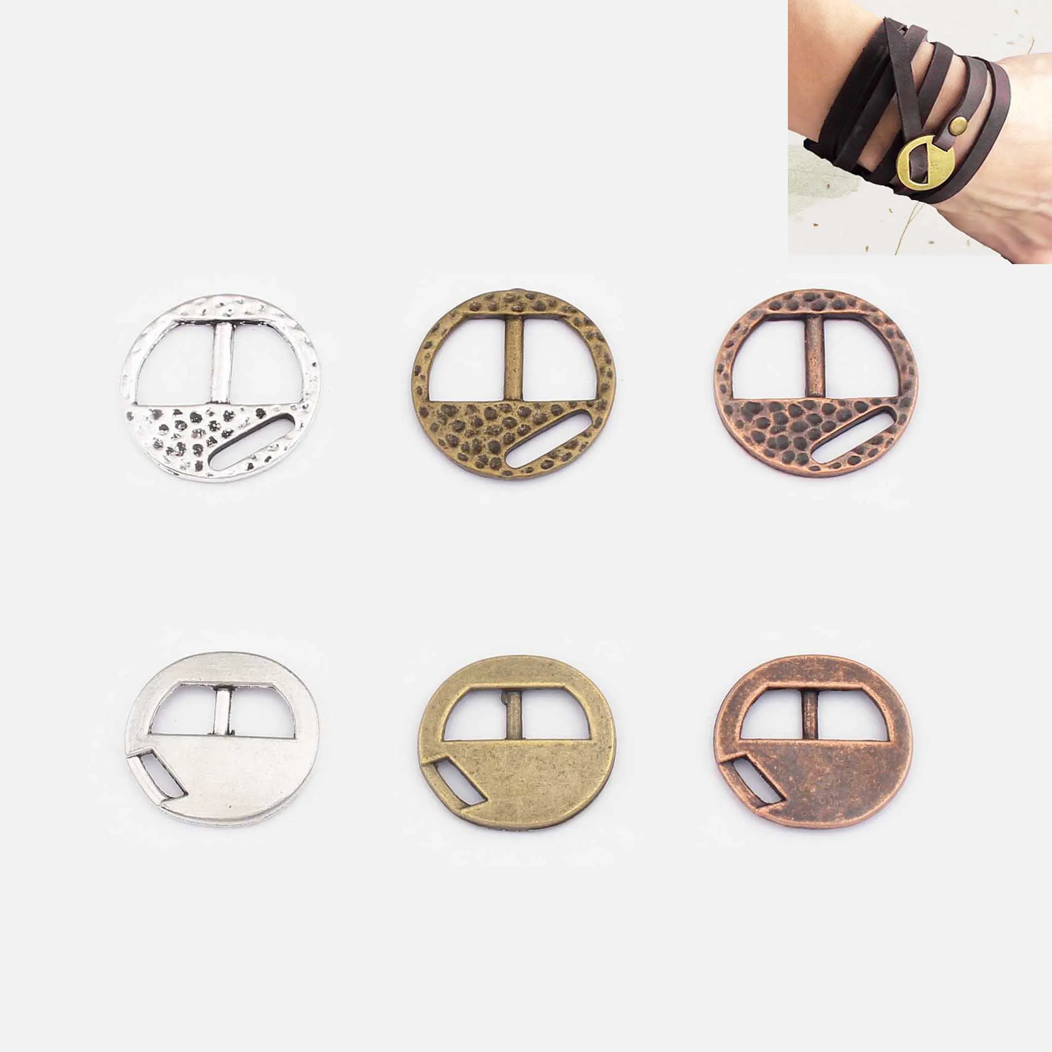 10pcs Fashion Jewelry Tibetan Silver/Copper/Bronze Hammered Buckle Clasps For 5mm 8mm Flat Leather Cord Bracelet Jewelry Making