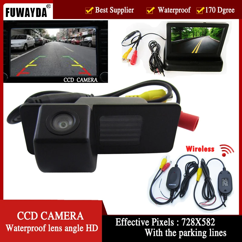 FUWAYDA Wireless CCD Car RearView Camera for Chevrolet Aveo Trailblazer Opel Mokka Cadillas SRX CTSwith 4.3Inch foldable Monitor