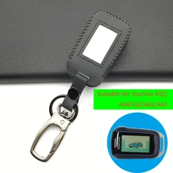 A92 Real Leather Key Case Keychain Cover Bag For StarLine A92 A94 A62 A64 A95 Two Way Car Alarm LCD Remote Transmitter