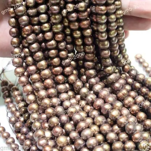 

6-7mm Genuine Natural Chocolate Freshwater Pearl Rondelle Loose Beads 14 inches