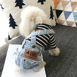 2024 New Denim Pet Dog Overalls Spring Summer Puppy Vest Cowboy Dog Clothes Puppy Teddy Denim Costume Jacket