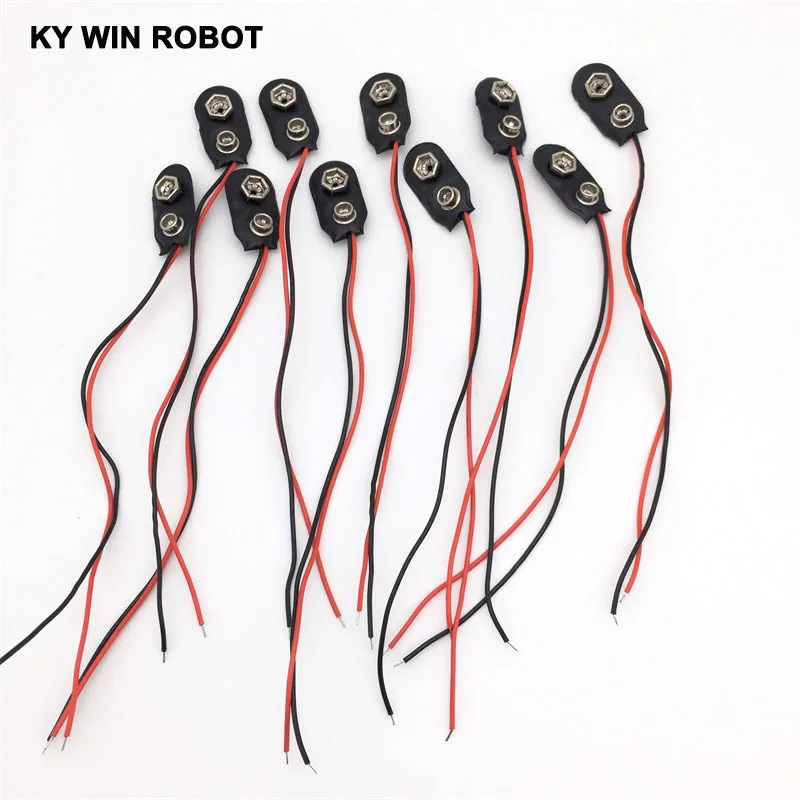 20Pcs 9V Battery Snap-on Connector Clip With Wire Holder Cable Leads Cord