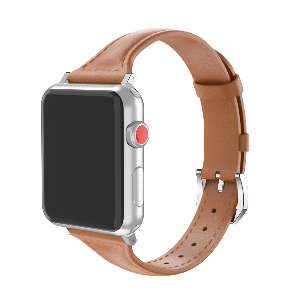 Band For Apple Watch 40mm 42mm Genuine Leather Watch Band Replacement Strap Metal Clasp For IWatch all Models Classic Buckle