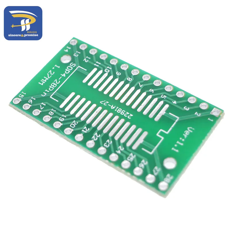 10PCS/LOT SO/SSOP/SOIC/MSOP TSSOP28 / SOP28 turn DIP28 1.27MM / 0.65MM turn 2.54MM IC adapter Socket / Adapter plate / PCB — zdjęcie 4