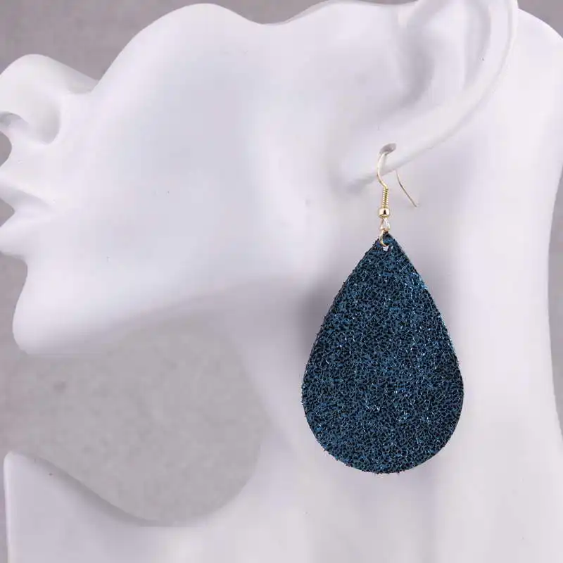 ZWPON New Arrival Cheaper Big Leather Earrings 2020 Fashion Aqua Teardrop Earrings for Women Jewelry Black Earrings Wholesale