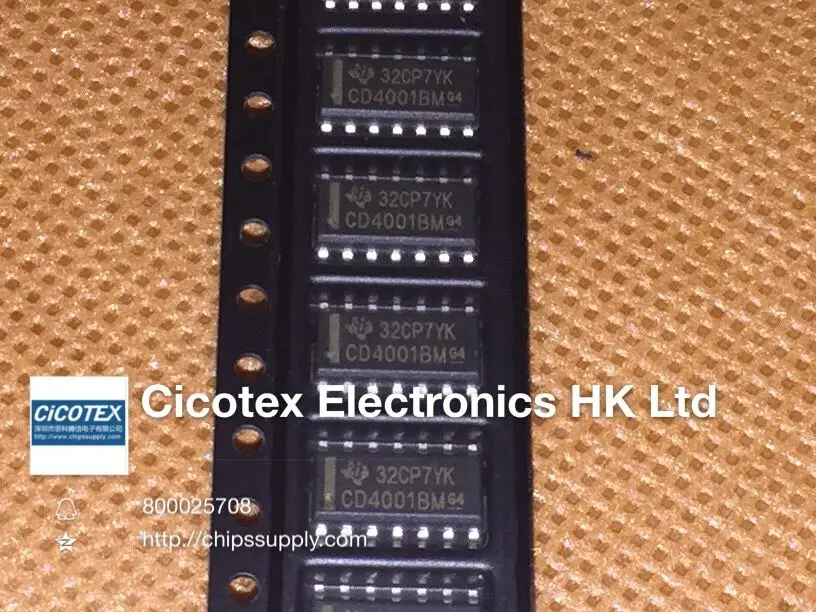 20pcs/lot CD4001BM SOP-14 IC GATE NOR 4CH 2-INP 14-SOIC CD4001BM96