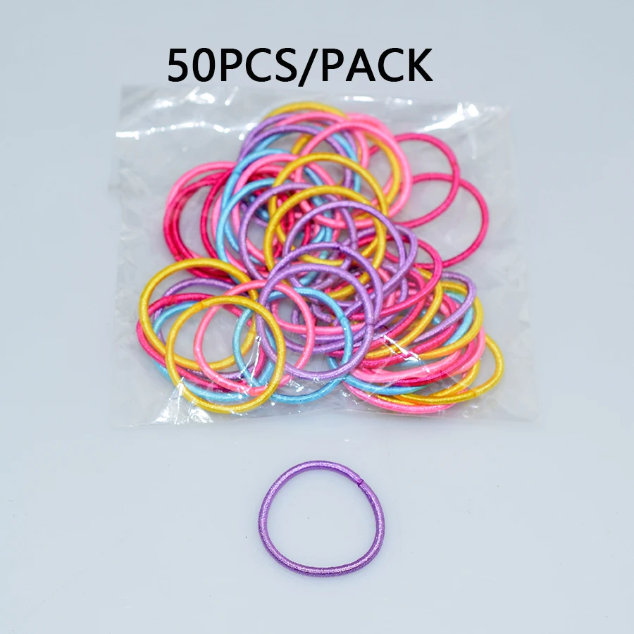 New 50PCS/Lot 3cm Rubber Elastic Hair Bands for Girls Accessories Ponytail Holder High Quality Fashion Baby Kids Scrunchies Gift