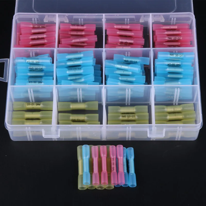 

200PCS Heat Shrink Butt Connectors Terminals Insulated Waterproof Marine Automotive Electrical Kits 3 colors 3 sizes