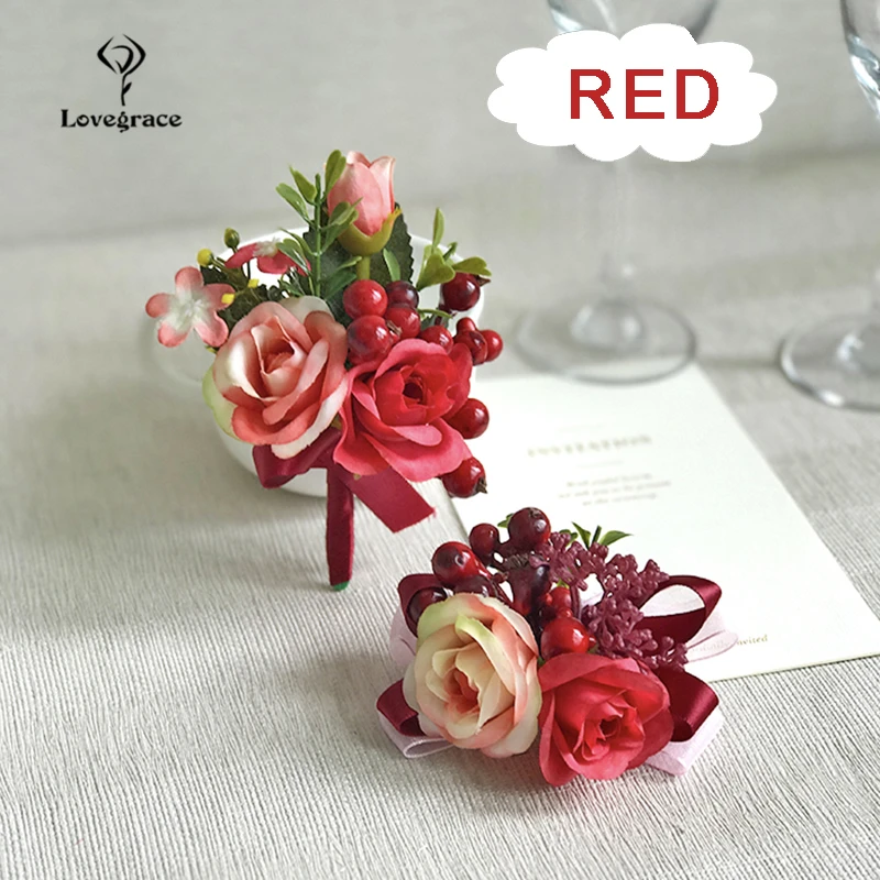 Lovegrace 4 Handmade Cưới Xòe Hoa Boutonniere Rất Nhiều Hoa Lụa Lưng Chân cho Nam Phù Hợp Với Phụ Kiện Cô Dâu Tiếp Liệu