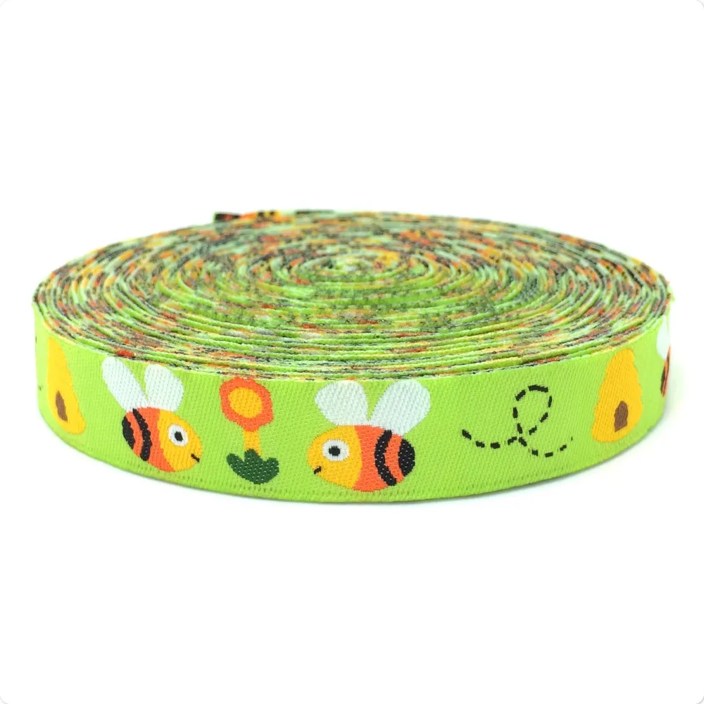 Zakka handmade accessories laciness ribbon woven Jacquard Ribbon with  Funky Flying Bees 5/8