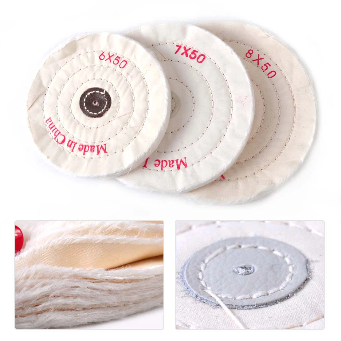 

LETAOSK New Soft Cotton Cloth Arbor Hole Buffing Polishing Wheel Pad White Round Grinder Set