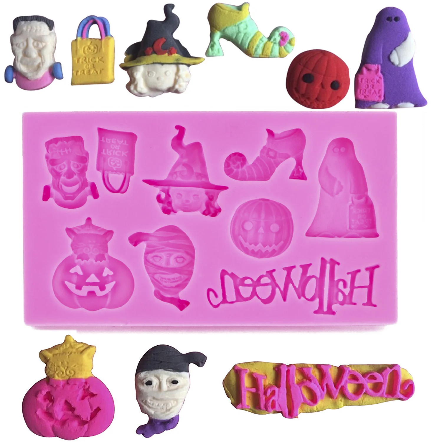 Halloween Food grade 3D fondant cake silicone mold witch mask Shaped for mastic cake chocolate decoration tools FT-0004