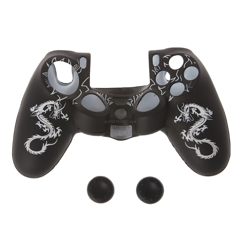ใหม่มังกรจีนซิลิโคน Gamepad + 2 จอยสติ๊กสำหรับ PS4 Controller
