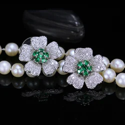 Trendy CWWZircons Famous Brand Geometric Cubic Zirconia Stones Flower Earrings Korean Fashion Women Jewelry CZ362