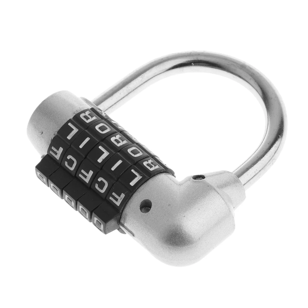 Zinc Alloy 5 Dial Letters Combination Padlock Code Password Lock for Travel