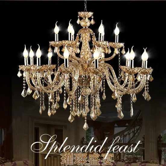 18 lights large crystal chandeliers modern crystal chandelier double layer chandelier Victorian & Contemporary Chandeliers